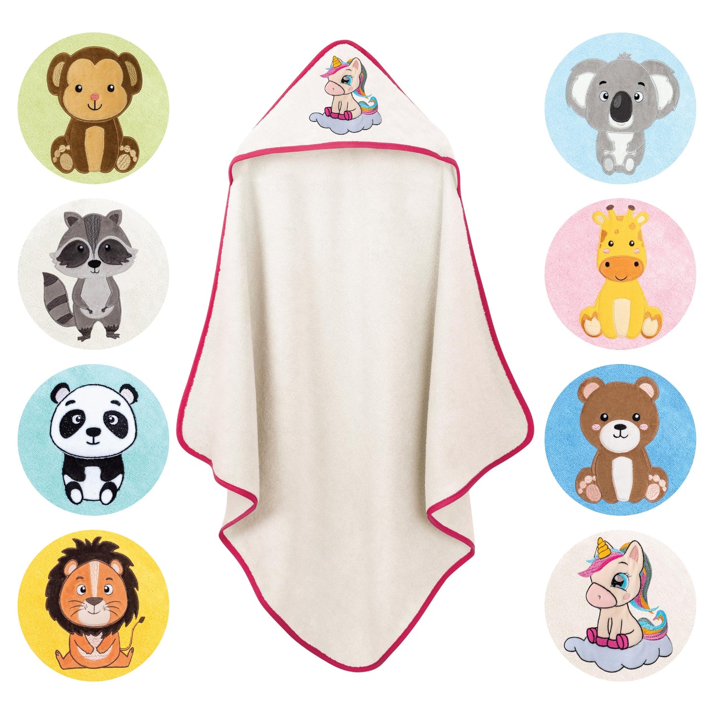 LAYNENBURG Premium Kapuzenhandtuch Baby - Badehandtuch aus 100% Baumwolle - Oeko TEX - Handtuch mit Kapuze für Neugeborene & Kinder - Badetuch, Babyhandtuch Mädchen, Jungen (Waschbär 80 x 80cm)