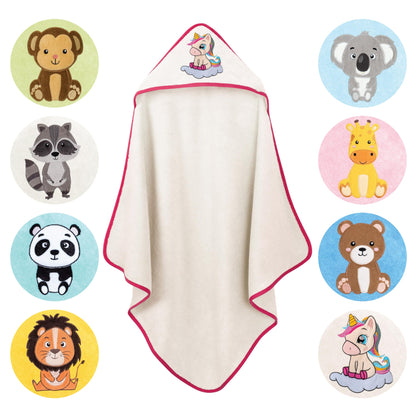 LAYNENBURG Premium Kapuzenhandtuch Baby - Badehandtuch aus 100% Baumwolle - Oeko TEX - Handtuch mit Kapuze für Neugeborene & Kinder - Badetuch, Babyhandtuch Mädchen, Jungen (Waschbär 80 x 80cm)