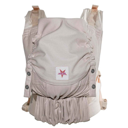 KOKADI Babytrage Flip - ergonomisch, mitwachsend und einfach - sichere Tragehilfe aus Bio-Baumwolle für Neugeborene ab Geburt bis 15kg - Just Cream