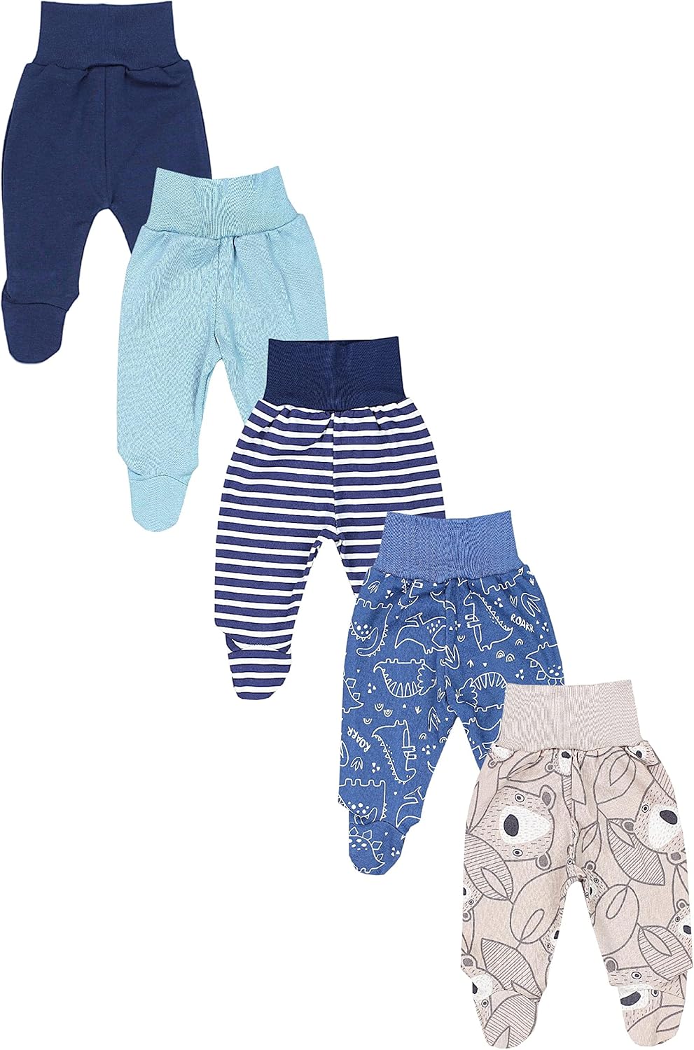 TupTam Baby Unisex Pants with Foot Colourful 5-Pack 