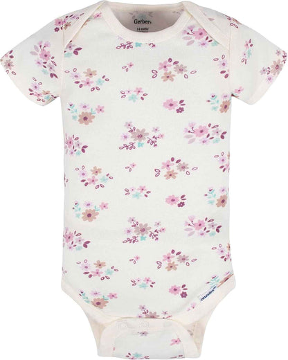 Baby-Mädchen 8er-Pack kurzärmlige Onesies-Bodys, Lavendelgarten, Neugeboren