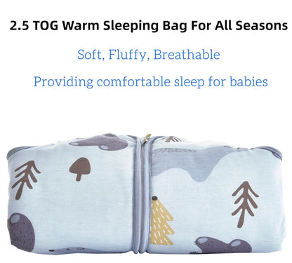 Chilsuessy Baby Sleeping Bag with Legs, 1.5 Tog, Sleeping Bag, 100% Cotton, All-Year Sleeping Bag with Feet, Baby Sleeping Bag, Children, 1.5 Tog/Zebra, 80 cm / Baby Height 85–95 cm