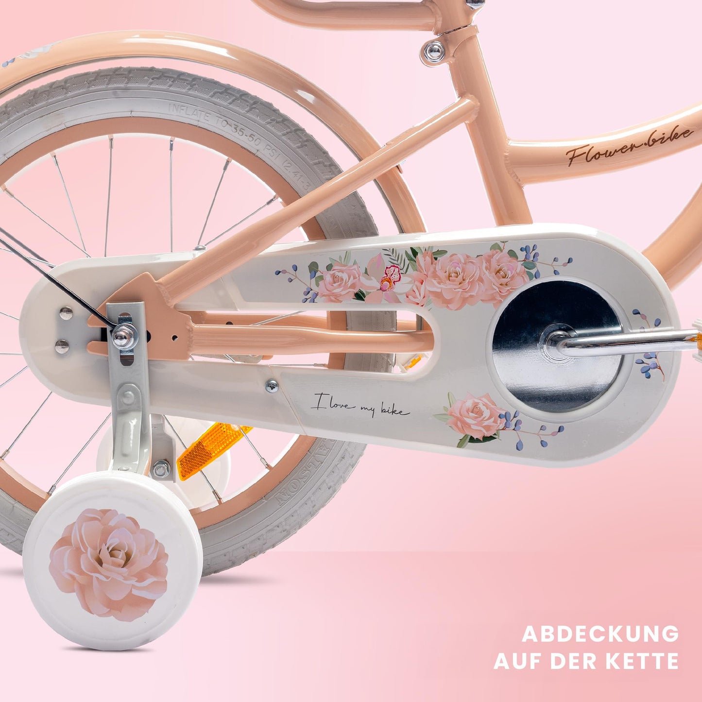 sun baby Mädchenfahrrad Flower Bike Radgröße zur Auswahl, mit Abnehmbarer Schubstange, Kinderfahrrad für Mädchen von 2 bis 6 Jahre
