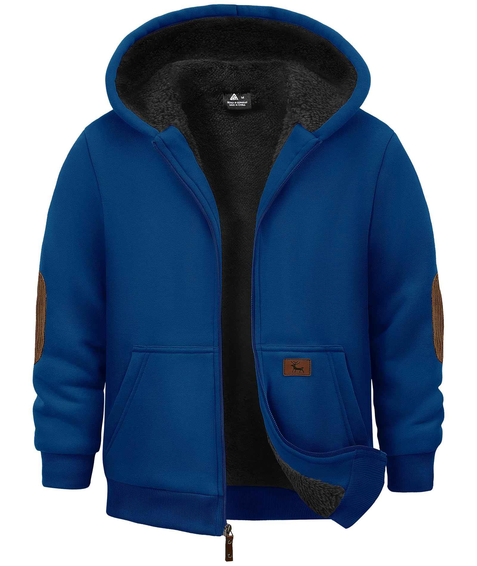 JACKETOWN Boys' Sweat Jacket Lined Children's Hoodie Sweatshirt Hoodie Fleece Jacket with Hood Long Sleeve Warm Winter Jacket Classic Pullover with Zip