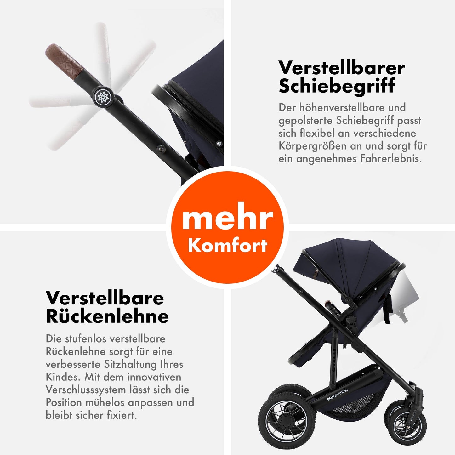 Daliya® FLEXI-PRO M 2in1 Kombikinderwagen & Buggy – XXL-Set, Reise-Kinderwagen mit Einhand-Abnahme, Wetterschutz, Sportsitz, Wickeltasche, Spieltisch, Regenschutz, dicke Matratze (Olivgrün)
