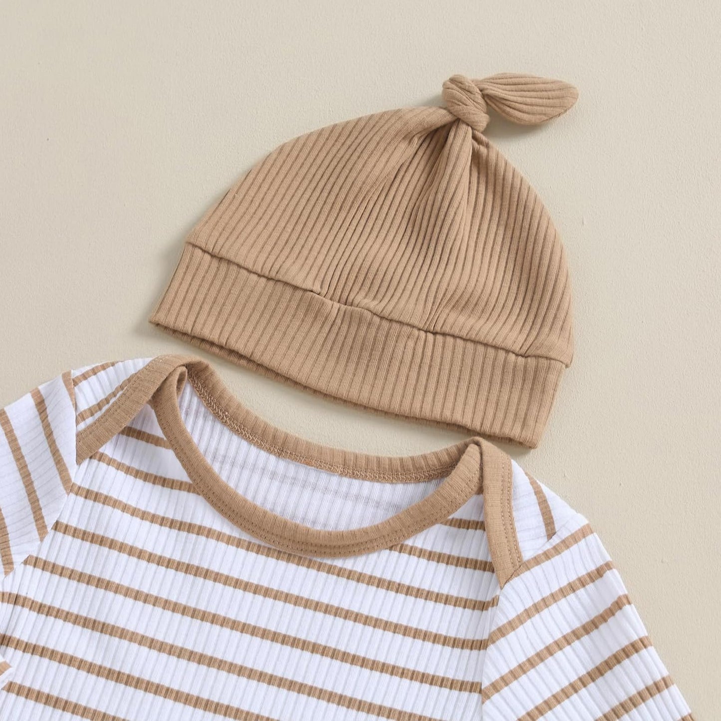 Baby Jungen Kleidung Gestreifter Body Strampler Langarm Top + Hose + Hut Baby Kleidung Set Baumwolle Weiche Kleidung Set für Neugeborene Kleinkinder 0-18 Monate