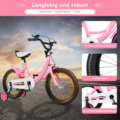 HUSPOO 16 Zoll Kinderfahrrad, Kinderfahrrad für Jungen und Mädchen Kinder, Anfänger Fahrrad Kinderfahrrad Radfahren mit Stabilisatoren und Korb, geeignet für Kinder im Alter von 5-8 Jahren - Meloni2