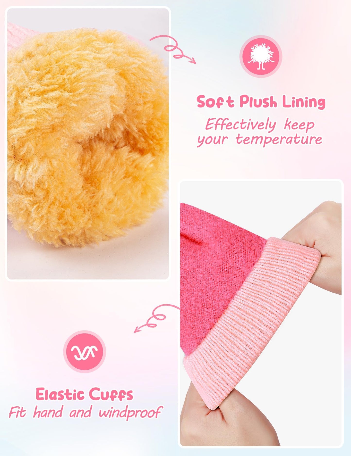 Becellen Baby Handschuhe Fäustlinge Winter, Kinder Warm Strickhandschuh Weich Niedlicher Handschuhe mit Schlüsselband für 0-3 Jahre Mädchen Junge
