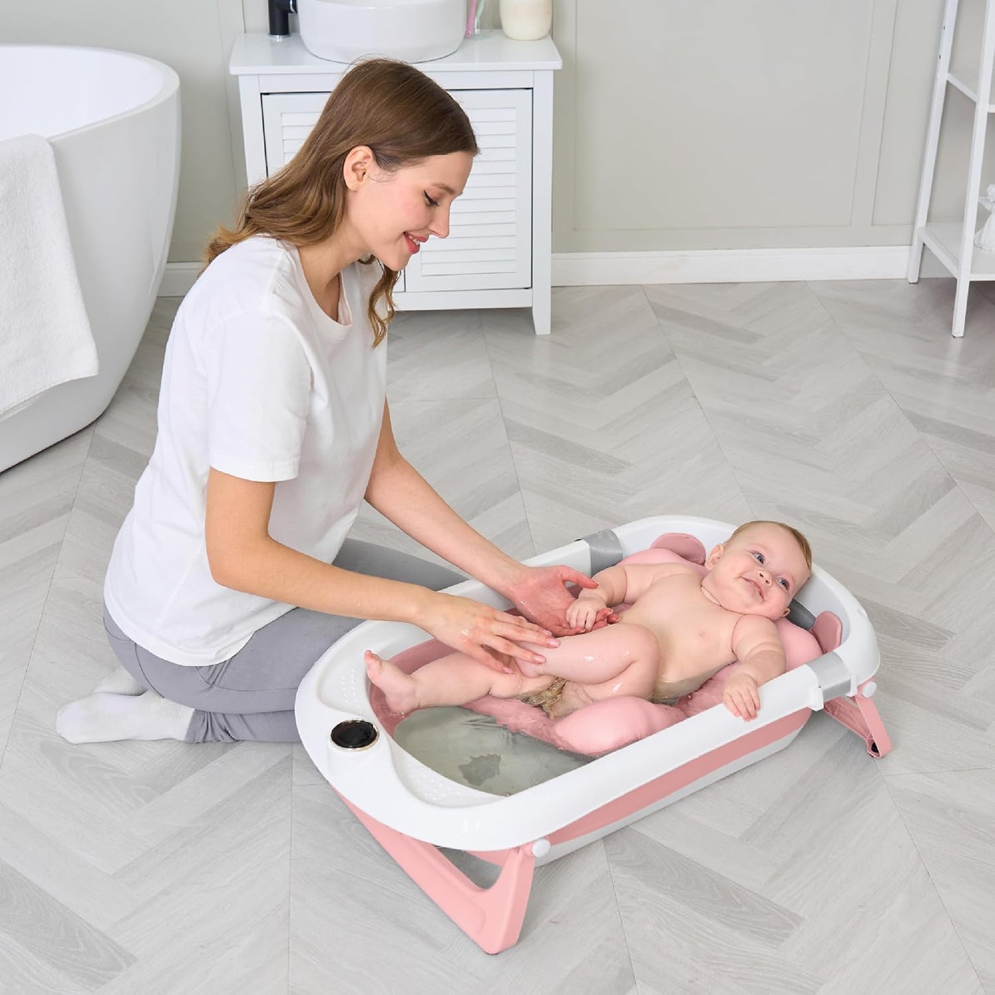 Faltbar Baby Badewanne Mit Rutschfestem Badewannensitz - Babywanne Xxl Mit Badethermometer - Von Der Geburt Bis 3 Jahre - Baby Bathtub - Babygeschenk - Geburtsgeschenke Für Mädchen & Jungen