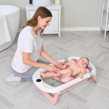 Faltbar Baby Badewanne Mit Rutschfestem Badewannensitz - Babywanne Xxl Mit Badethermometer - Von Der Geburt Bis 3 Jahre - Baby Bathtub - Babygeschenk - Geburtsgeschenke Für Mädchen & Jungen
