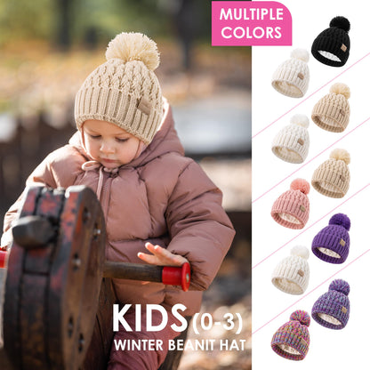 Baby Mützenhüte mit 2er Pack, warme Winterhüte für Jungen und Mädchen, Kleinkind Fleece gefüttert Kleinkind Babyhüte für 0-36 Monate