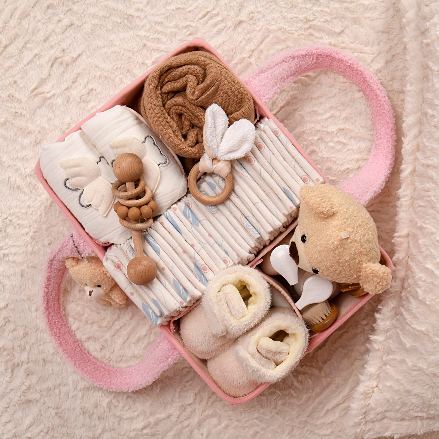 Baby Windel Caddy Organizer für Wickelauflage, Aufbewahrungskorb für Windeln und Tücher, Geschenk für Babyparty, Autowagen Organizer, Kindergarten Windel Organizer, Laptop