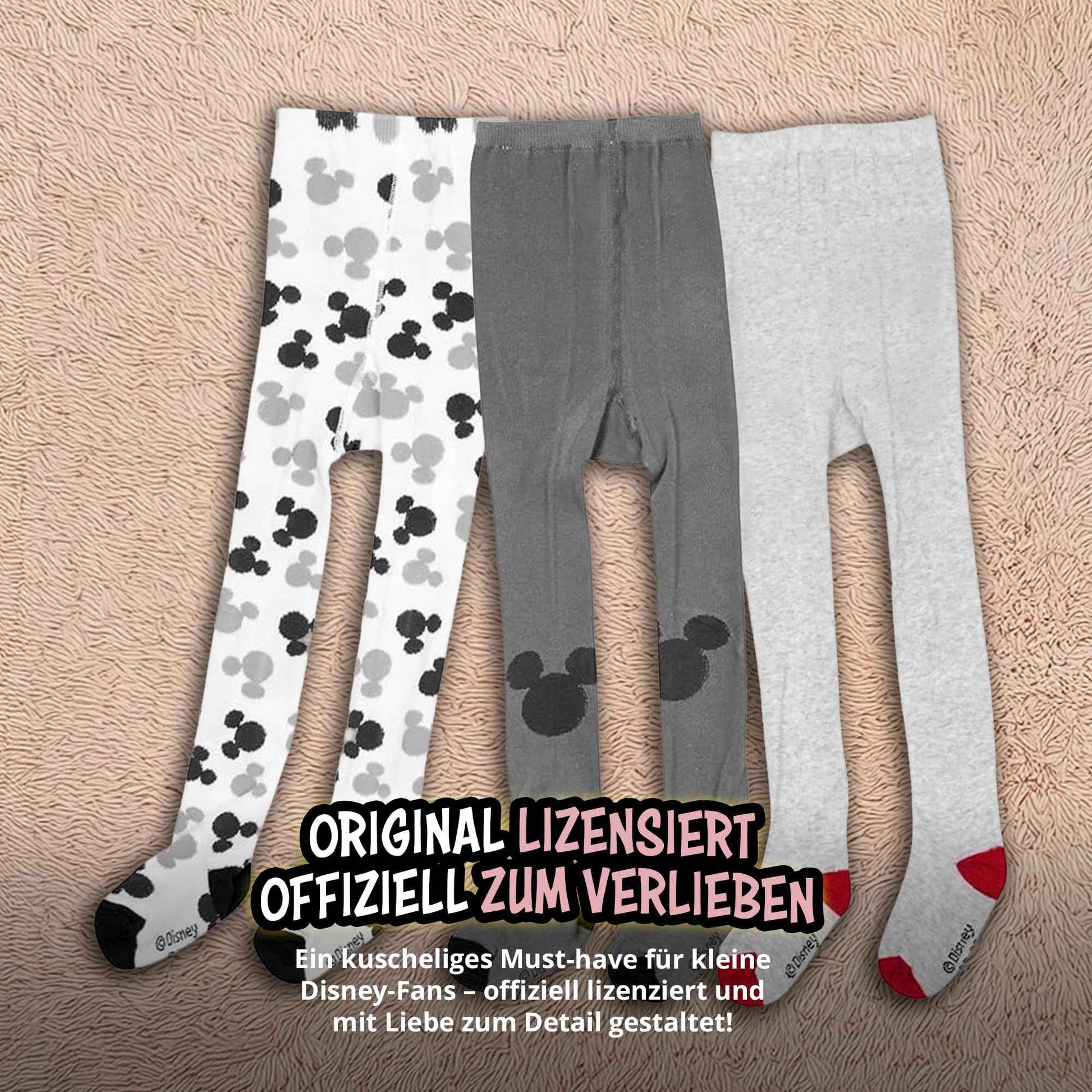 United Labels Disney Mickey Mouse Baby Tights for Boys and Girls - Baby Tights Baby Clothing Grey White (Pack of 3)