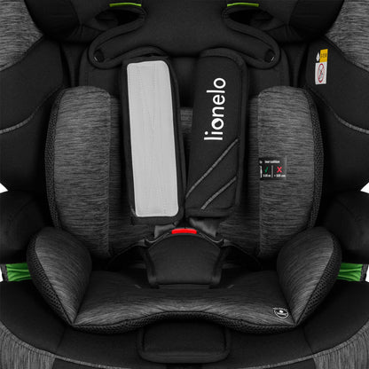 LIONELO LEVI I-SIZE 76-150 cm Kinderautositz, Gruppe 1 2 3, Seitenschutz, 10 Grad Kopfstützenverstellung Bequeme Armlehnen Verstellbare Rückenlehne, R129 i-Size