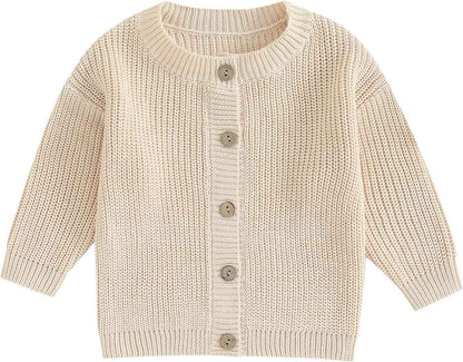 FOMOYUU Strickjacke für Kleinkinder und Neugeborene, Mädchen, langärmelig, Knopfleiste, Sweatshirt, Jacke, Herbst-Outfits