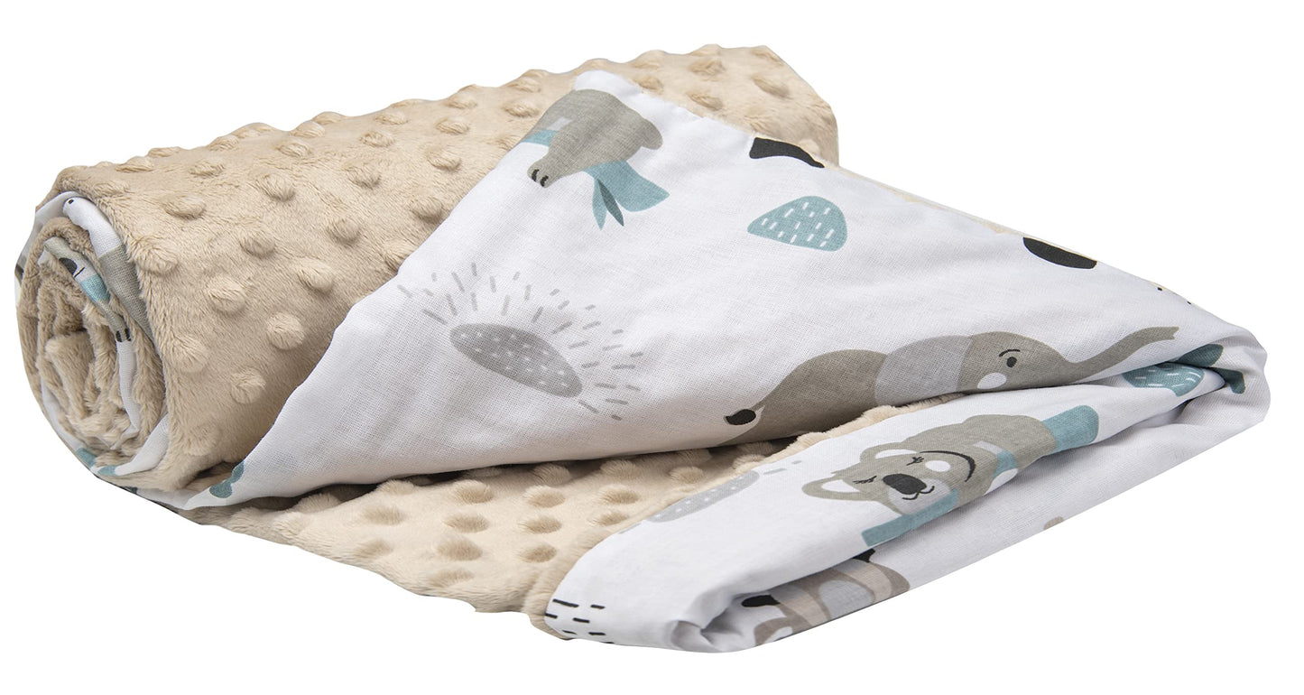 Medi Partners Babydecken Baby 100% Baumwolle Krabbeldecke Babydecke 75x100cm doppelseitig Kinderbett Minky Kuscheldecke Kinderwagen (REH mit grauem Minky)