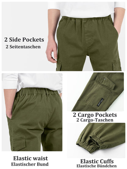 CAMLAKEE Kinder Jungen Cargohose Jogger Hose mit elastischem Bund