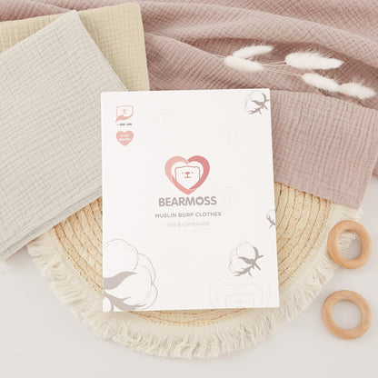 Bearmoss Moltontücher Baby 100% Baumwolle Weiche Spucktücher Baby,Atmungsaktiv und Extrem Saugfähig Musselin Tuch für Saugstark Mulltücher 4er 60x60cm (Brauner Druck)