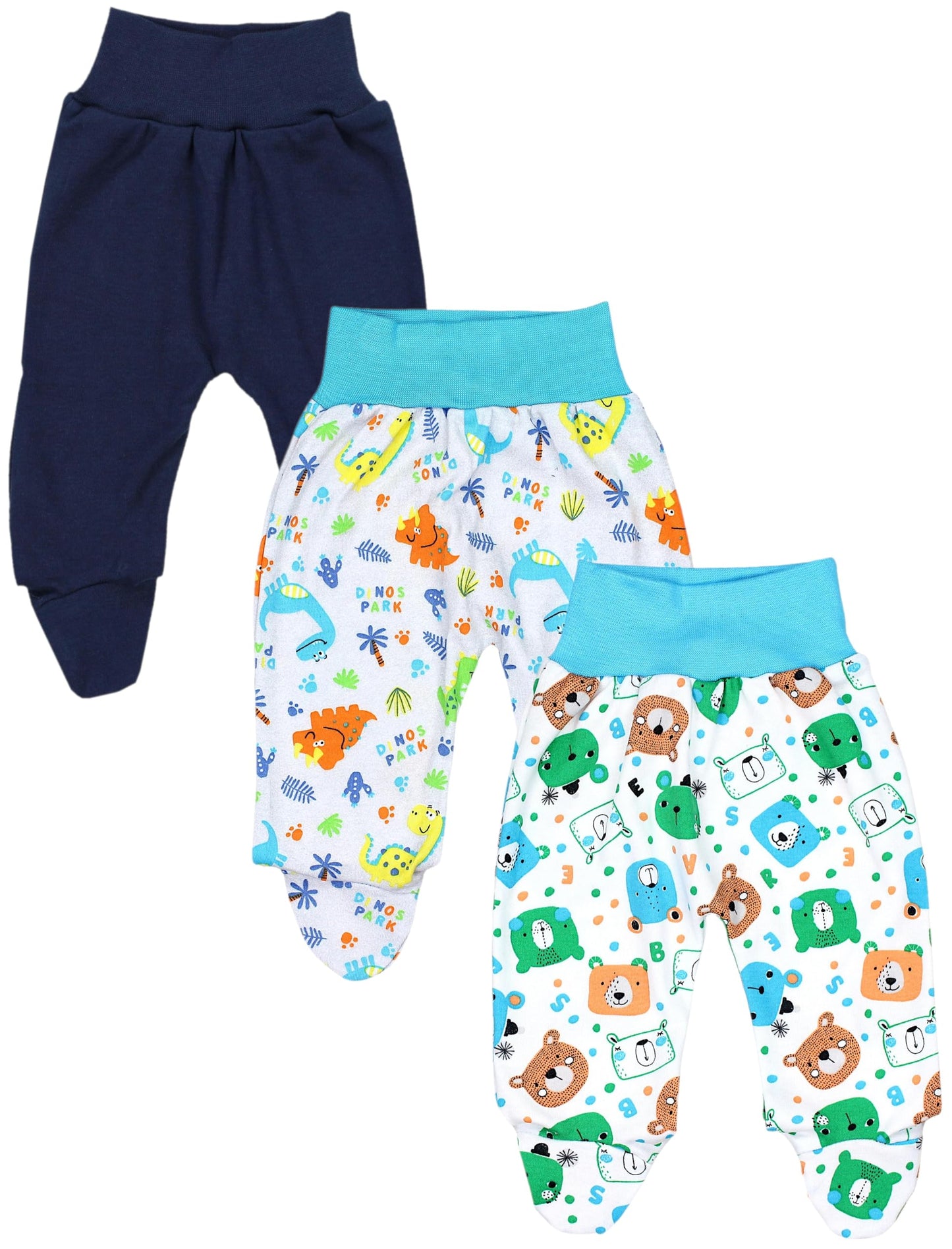 TupTam Pumphose Baby Jungen mit Fuß 3er Pack – Weiche Baby Hose aus Baumwolle mit Komfortbund