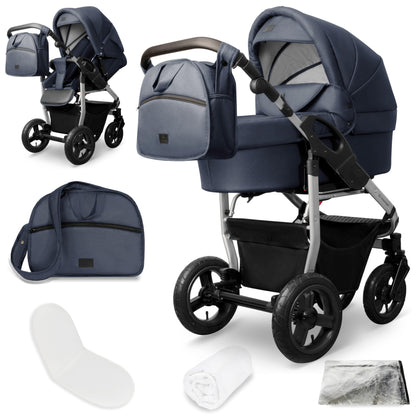 Bergsteiger Capri 3-in-1 Combination Pushchair - Baby Carrier, Sports Seat & i-Size Baby Seat, Pneumatic Tyres, Suspension, Height-Adjustable Handle, Foldable, Accessories