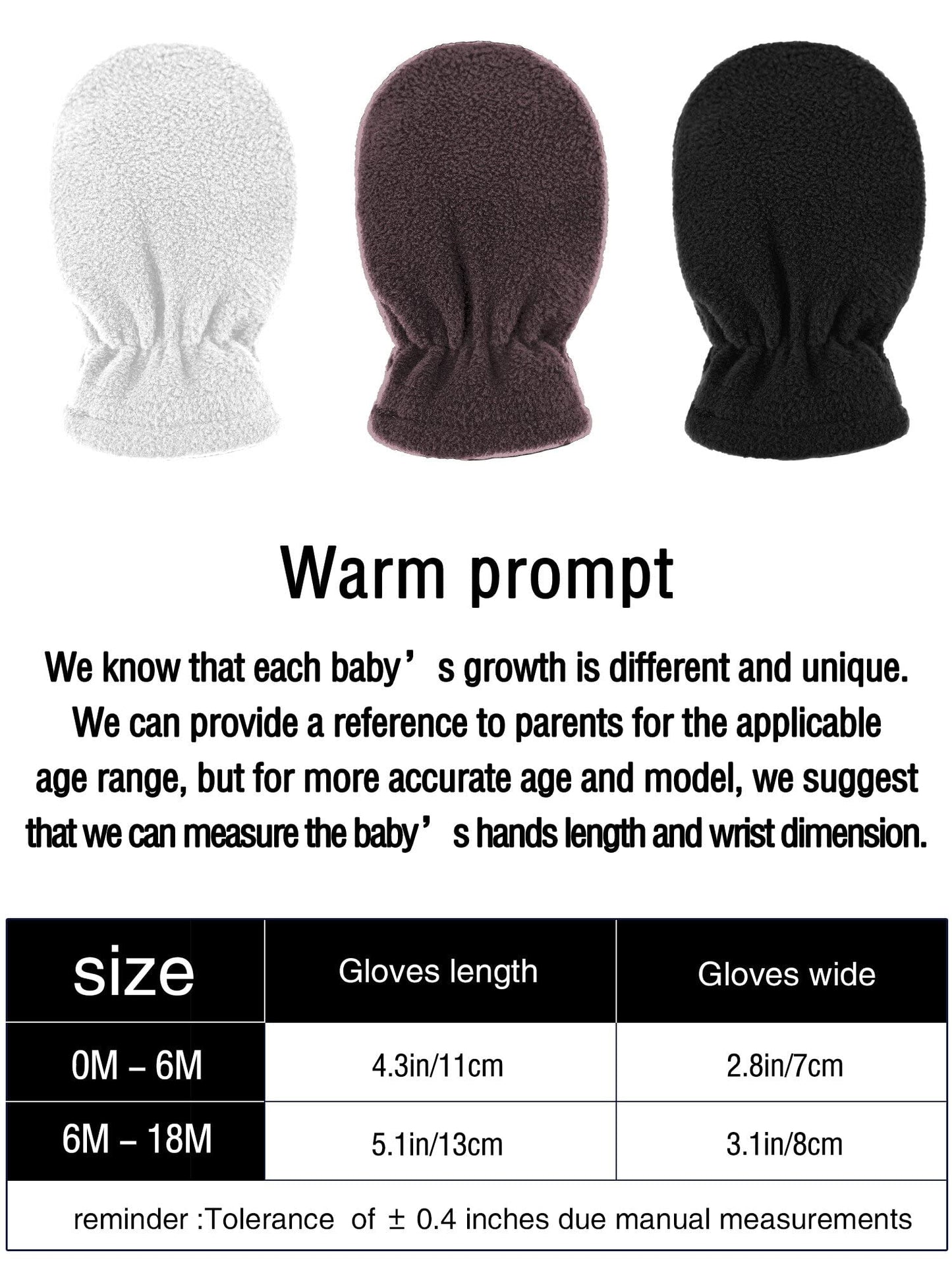 Boyiee 3 Pairs Newborn Baby and Toddler Winter Mittens Gloves Fleece