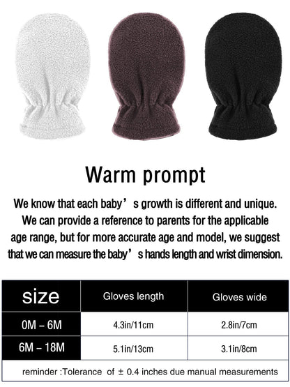 Boyiee 3 Pairs Newborn Baby and Toddler Winter Mittens Gloves Fleece