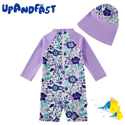 upandfast Baby Swimsuit with Buttons UV Protection Swimwear for Baby Girls 