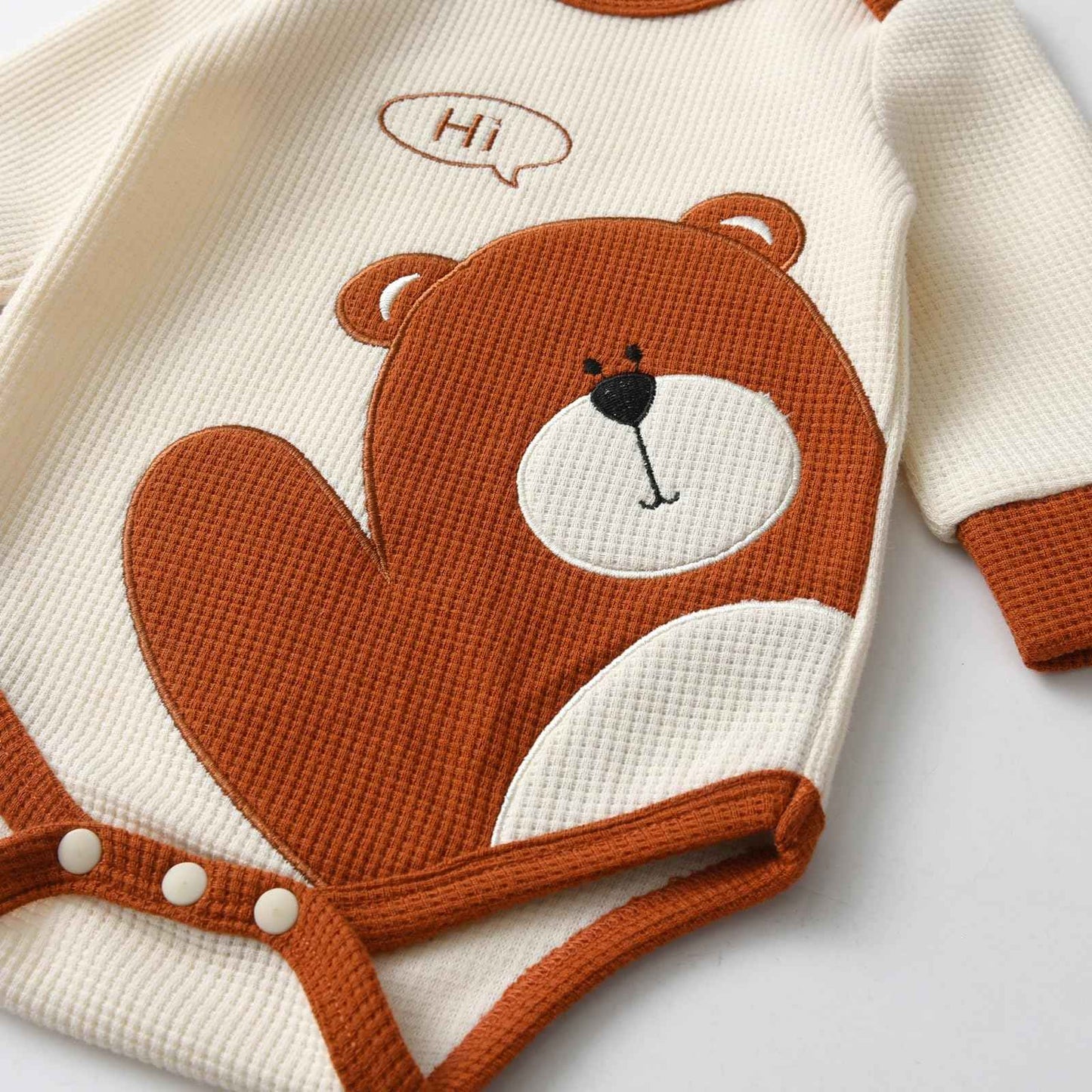 Derouetkia Baby Boys Clothes Bear Print Long Sleeve Tops + Trousers 3-Piece Outfit Set