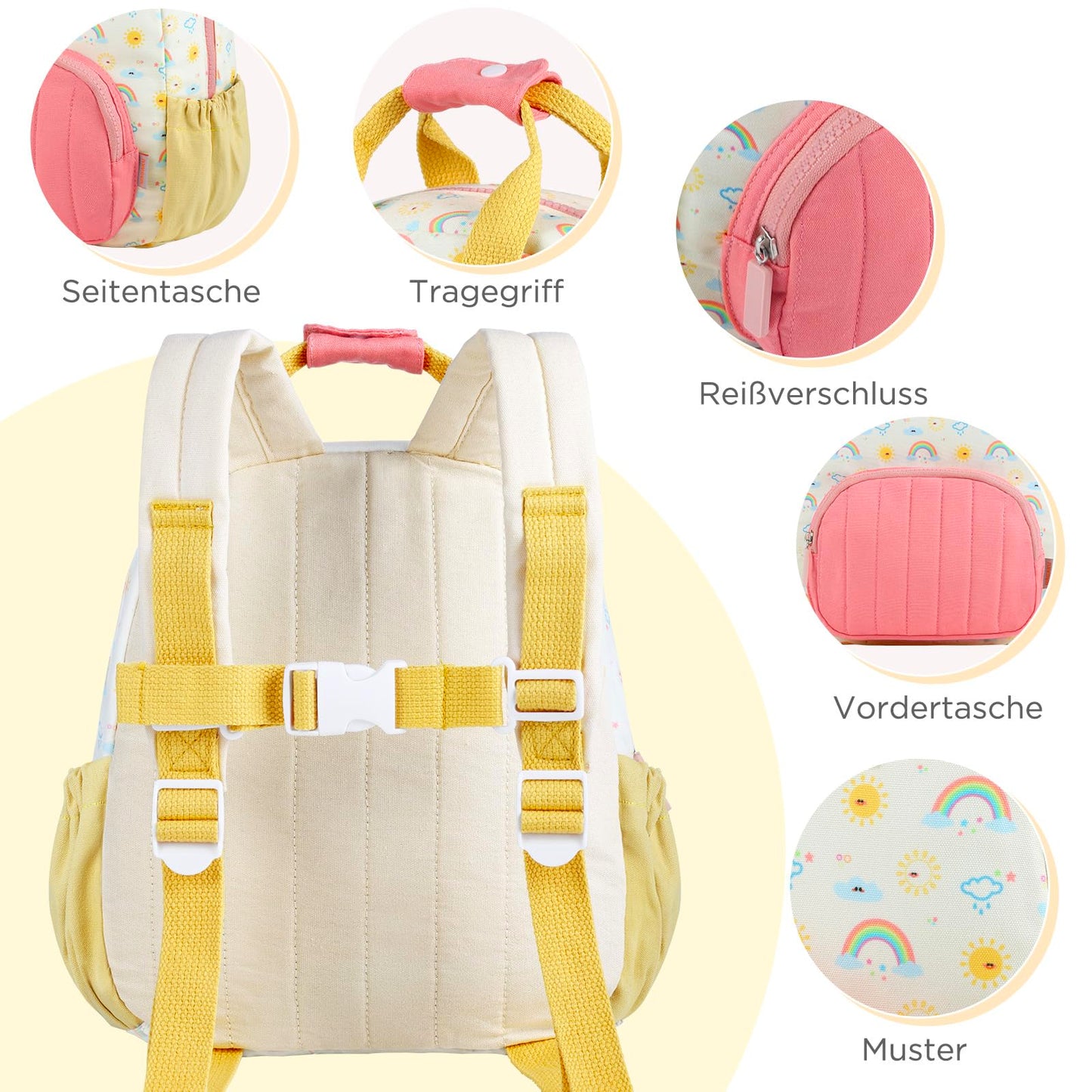 Kinderrucksack Mädchen 30cm Rucksack Kleinkind Kinderrucksack für 2-4 Jahre Kinder kindergartenrucksack Mini Tagesrucksack Reisetasche - Rosa Erdbeere