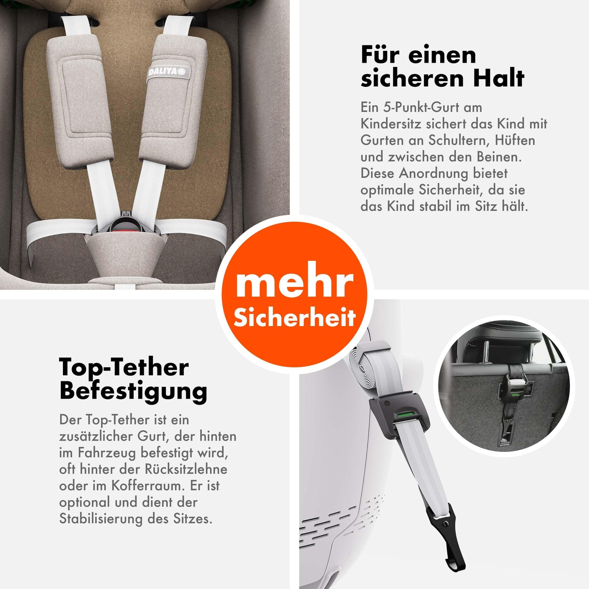 Daliya® Kindersitz ROTAZIONE | I-SIZE 40-150 cm | 8 Pos. | Isofix | (SIP) | Top Tether | 360° | 5 Punkt Gurt | Gruppe 0+ / I/II/III 0-36 KG | Neueste Zulassungs UN ECE Reg. 129 (Beige) - Meloni2