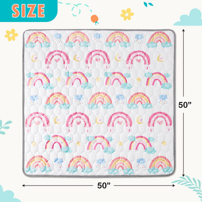 NiBaby Baby Crawling Mat 127x127cm, Foldable Play Mat for Baby with Non-Slip Bottom, Hypoallergenic and Safe for Babies, Crawling Blanket Baby Ideal for Indoor and Outdoor Use (Rainbow) 