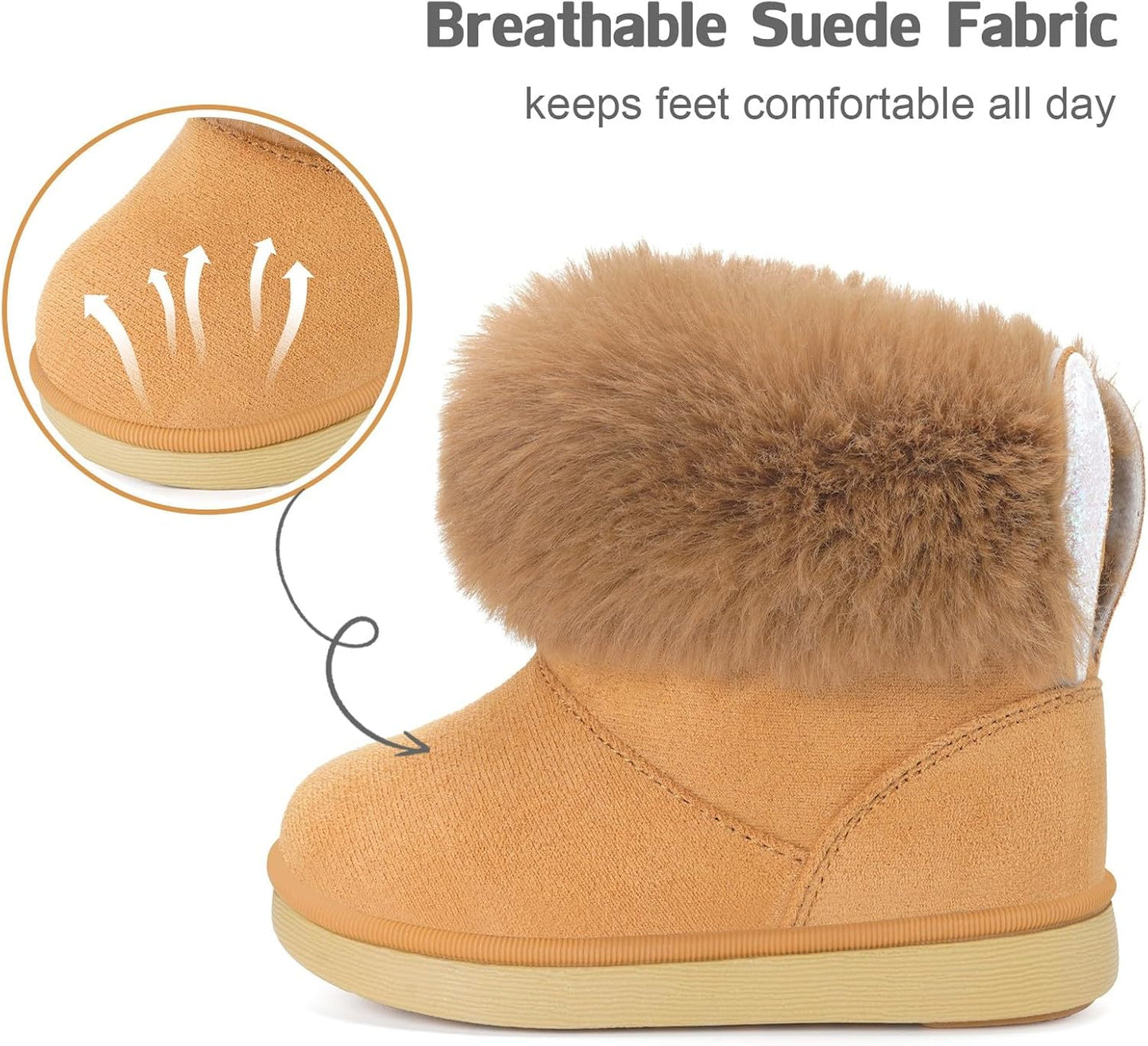 KVbabby Winter Boots Girls Warm Children's Winter Shoes Plush Lined Baby Ankle Boots Snow Boots Non-Slip Boots Toddler Shoes Slip On Boots