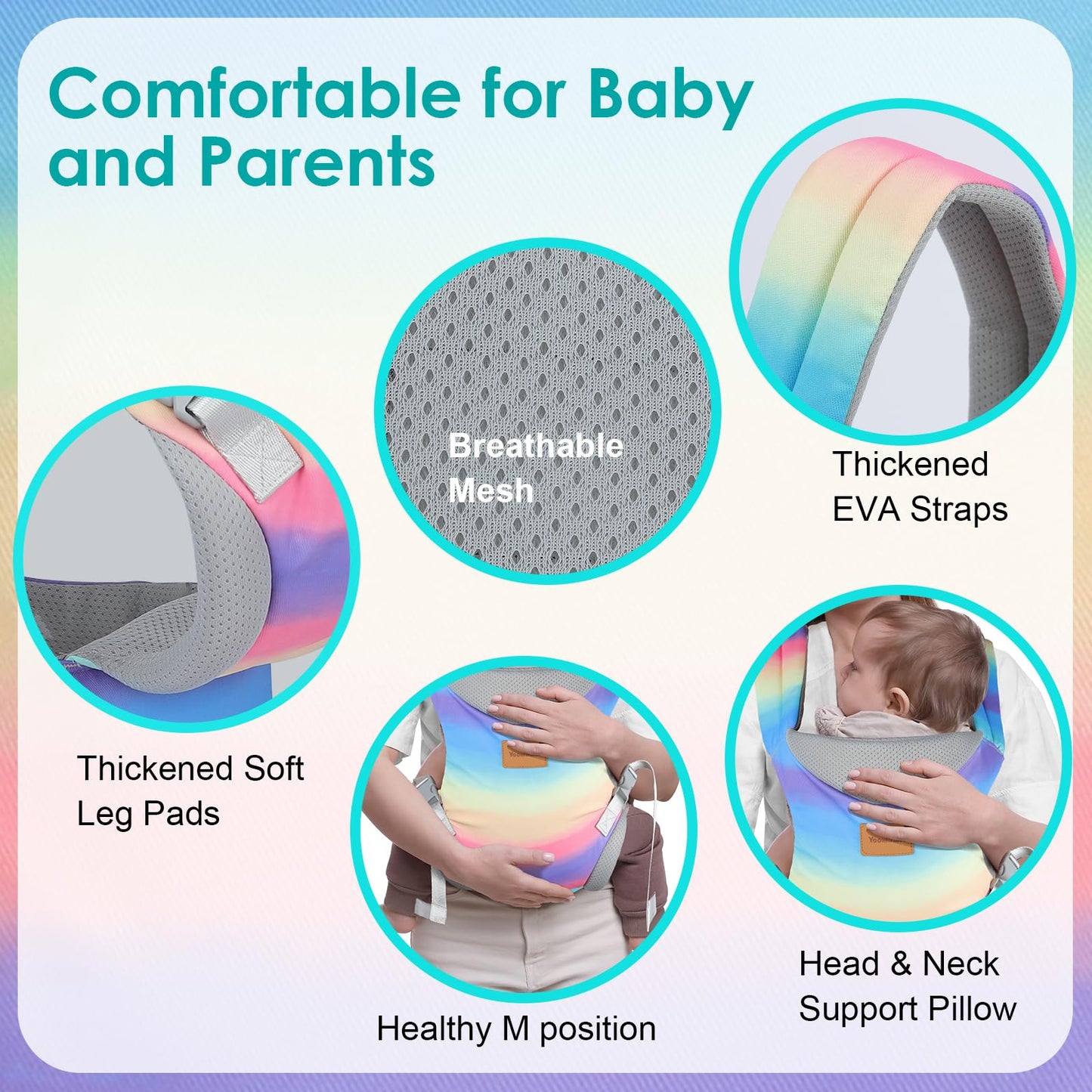 YooxArmor Babytrage für Neugeborene ab Geburt,Ergonomische gemütlich und leichtgewichtig Babybauchtrage mit Nackenstütze,Rückentrage Baby-Tragetasche Geeignet für 3-30 kg