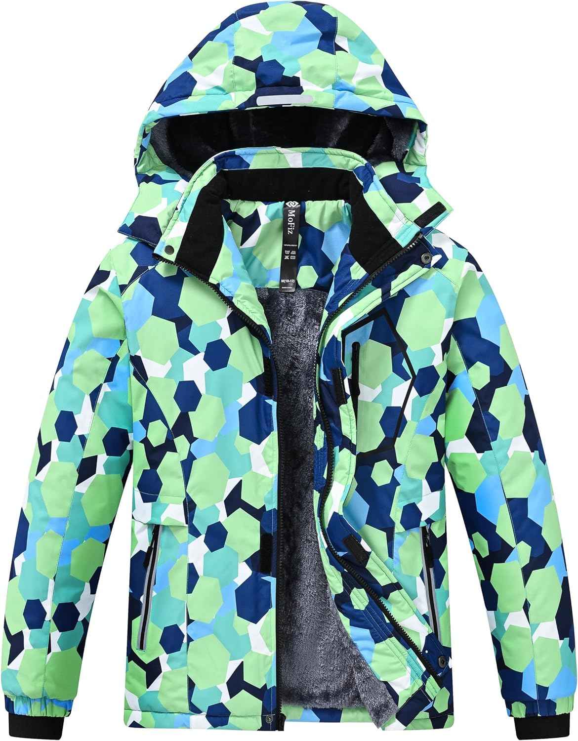MoFiz Winter Jacket Boys Ski Jacket Warm Inner Lining Children's Outdoor Softshell Jackets Snow Jacket with Removable Hood