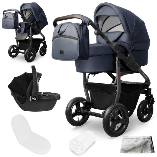 Bergsteiger Capri 3-in-1 Combination Pushchair - Baby Carrier, Sports Seat & i-Size Baby Seat, Pneumatic Tyres, Suspension, Height-Adjustable Handle, Foldable, Accessories