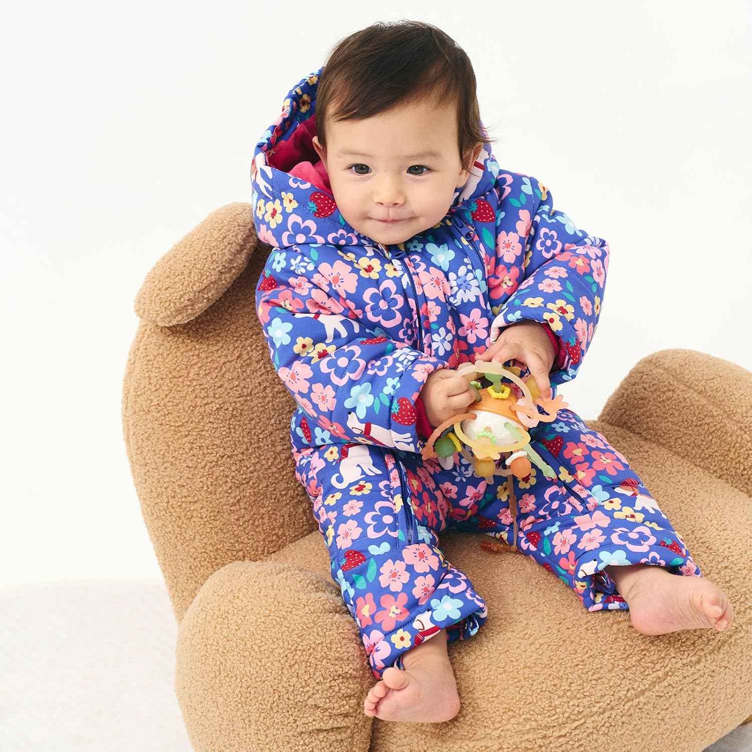 Baby Romper with Hood, Snowsuits with Gloves and Booties, for Toddlers, Fleece Cotton Romper for Toddlers, Boys and Girls, Warm Jumpsuit, Winter Jacket, 6-9 Months