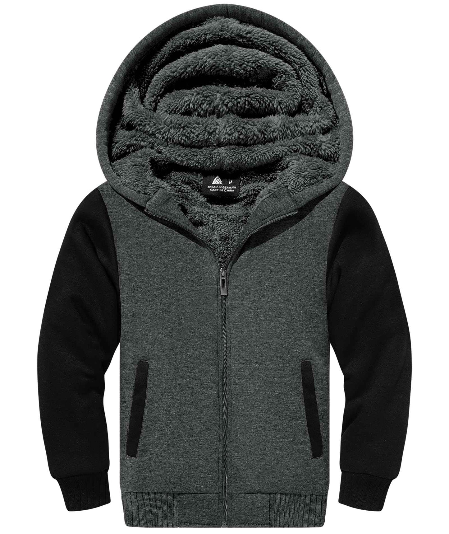 JACKETOWN Boys' Sweat Jacket Lined Children's Hoodie Sweatshirt Hoodie Fleece Jacket with Hood Long Sleeve Warm Winter Jacket Classic Pullover with Zip