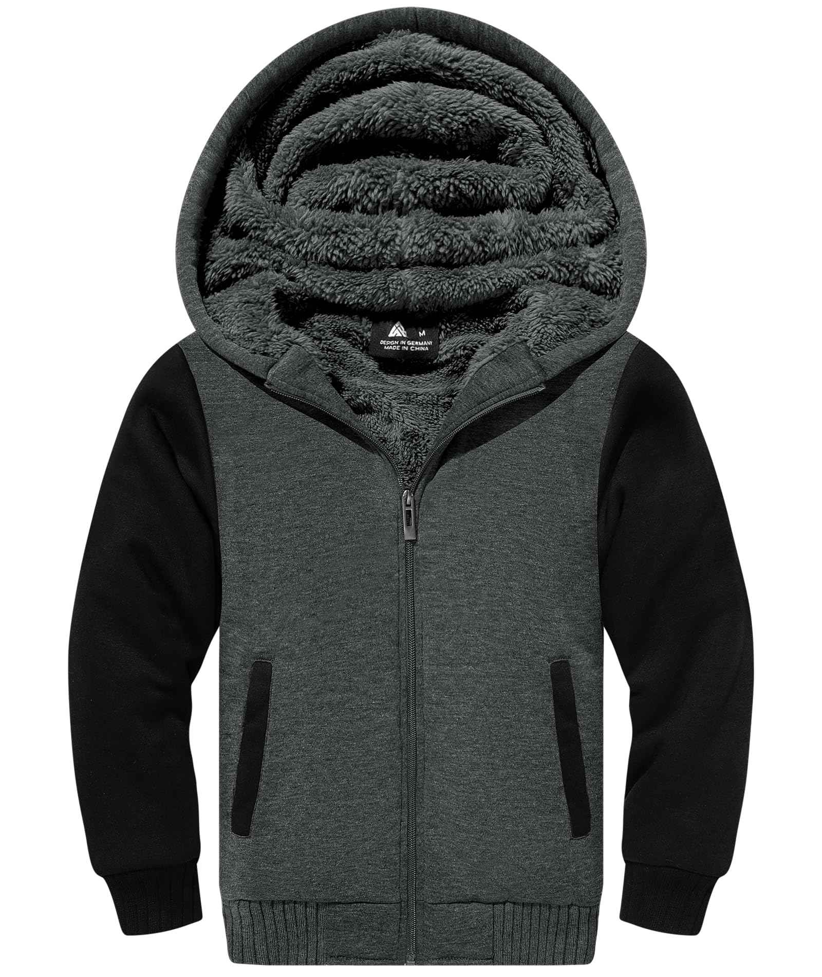JACKETOWN Boys' Sweat Jacket Lined Children's Hoodie Sweatshirt Hoodie Fleece Jacket with Hood Long Sleeve Warm Winter Jacket Classic Pullover with Zip