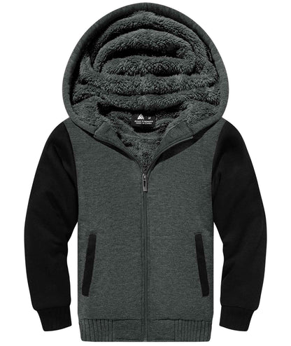 JACKETOWN Boys' Sweat Jacket Lined Children's Hoodie Sweatshirt Hoodie Fleece Jacket with Hood Long Sleeve Warm Winter Jacket Classic Pullover with Zip