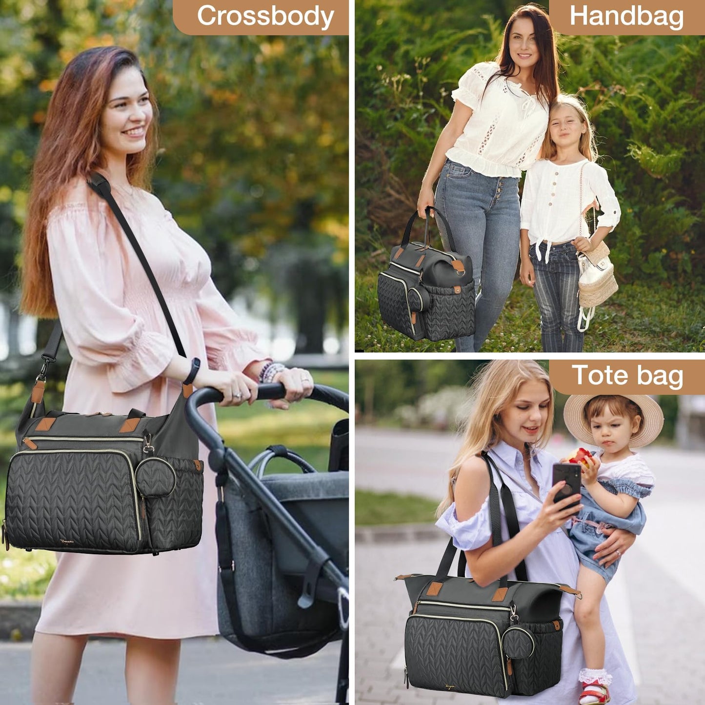 Wickeltasche mit Schnullertasche und Wickelunterlage, Wickelrucksack Multifunktions-Babytasche für Große Reisewindeltasche für Mama und Papa, isolierten Taschen-Dunkelblau