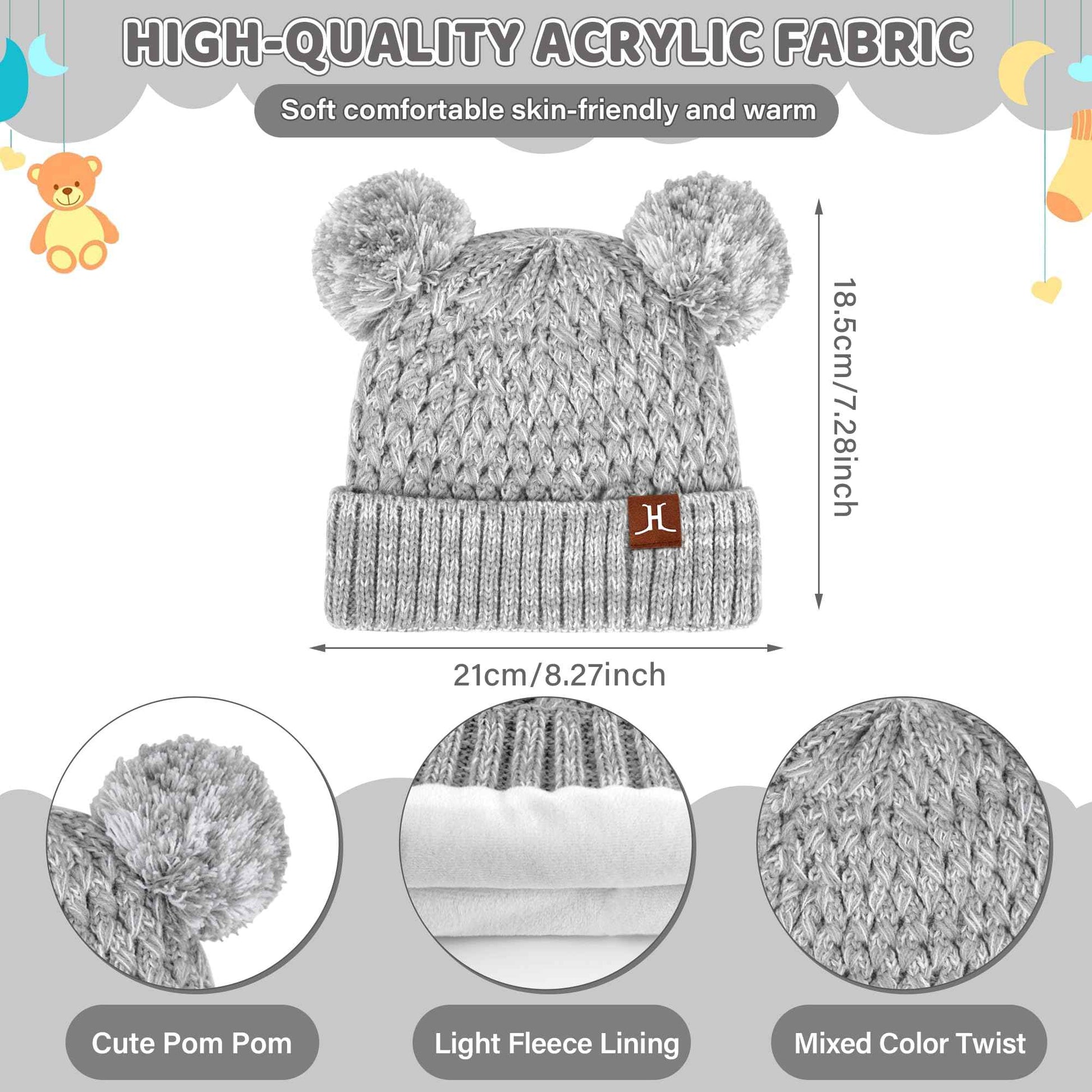 Children's Winter Hat Loop Scarf Touchscreen Gloves Set 2 3 4 5 6 7 Years Toddler Winter Hat Beanie Tube Scarf Knitted Pom Hats Gift Girls Boys