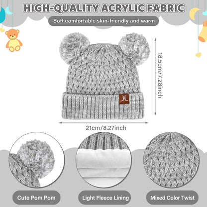 Children's Winter Hat Loop Scarf Touchscreen Gloves Set 2 3 4 5 6 7 Years Toddler Winter Hat Beanie Tube Scarf Knitted Pom Hats Gift Girls Boys