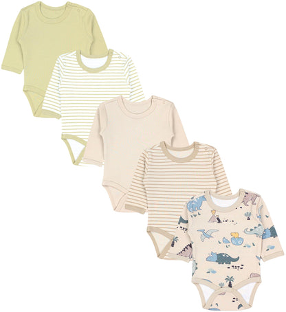 TupTam Baby Body Langarm – Weicher Body Baby 5er Pack aus Baumwolle, Unifarben, OEKO-TEX Zertifiziert