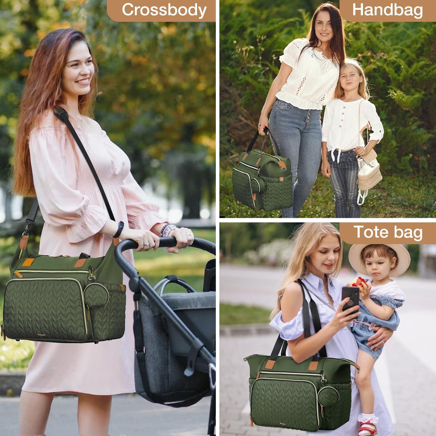 Wickeltasche mit Schnullertasche und Wickelunterlage, Wickelrucksack Multifunktions-Babytasche für Große Reisewindeltasche für Mama und Papa, isolierten Taschen-Dunkelblau