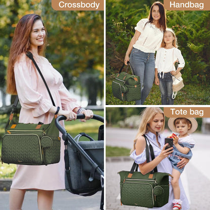 Wickeltasche mit Schnullertasche und Wickelunterlage, Wickelrucksack Multifunktions-Babytasche für Große Reisewindeltasche für Mama und Papa, isolierten Taschen-Dunkelblau