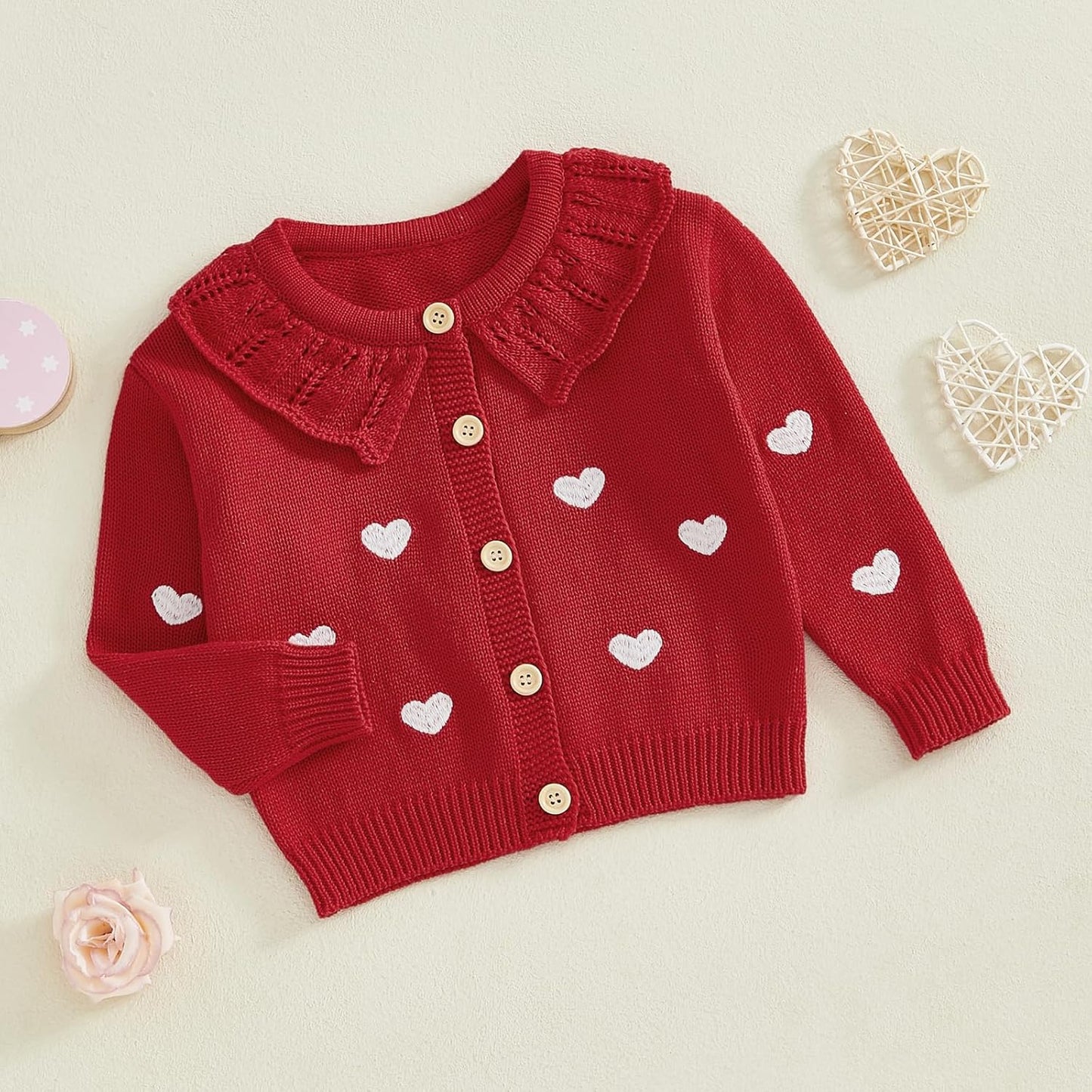 FOMOYUU Strickjacke für Kleinkinder und Neugeborene, Mädchen, langärmelig, Knopfleiste, Sweatshirt, Jacke, Herbst-Outfits