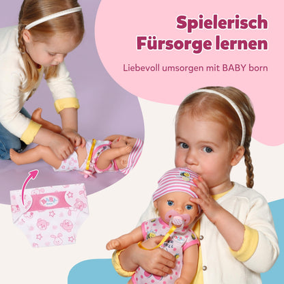 BABY born Lena (Little Baby Girl) 36cm, Babypuppe mit 7 Funktionen für Kleinkinder ab 1 Jahr, funktioniert ohne Batterie, 36 cm große Puppe, Black