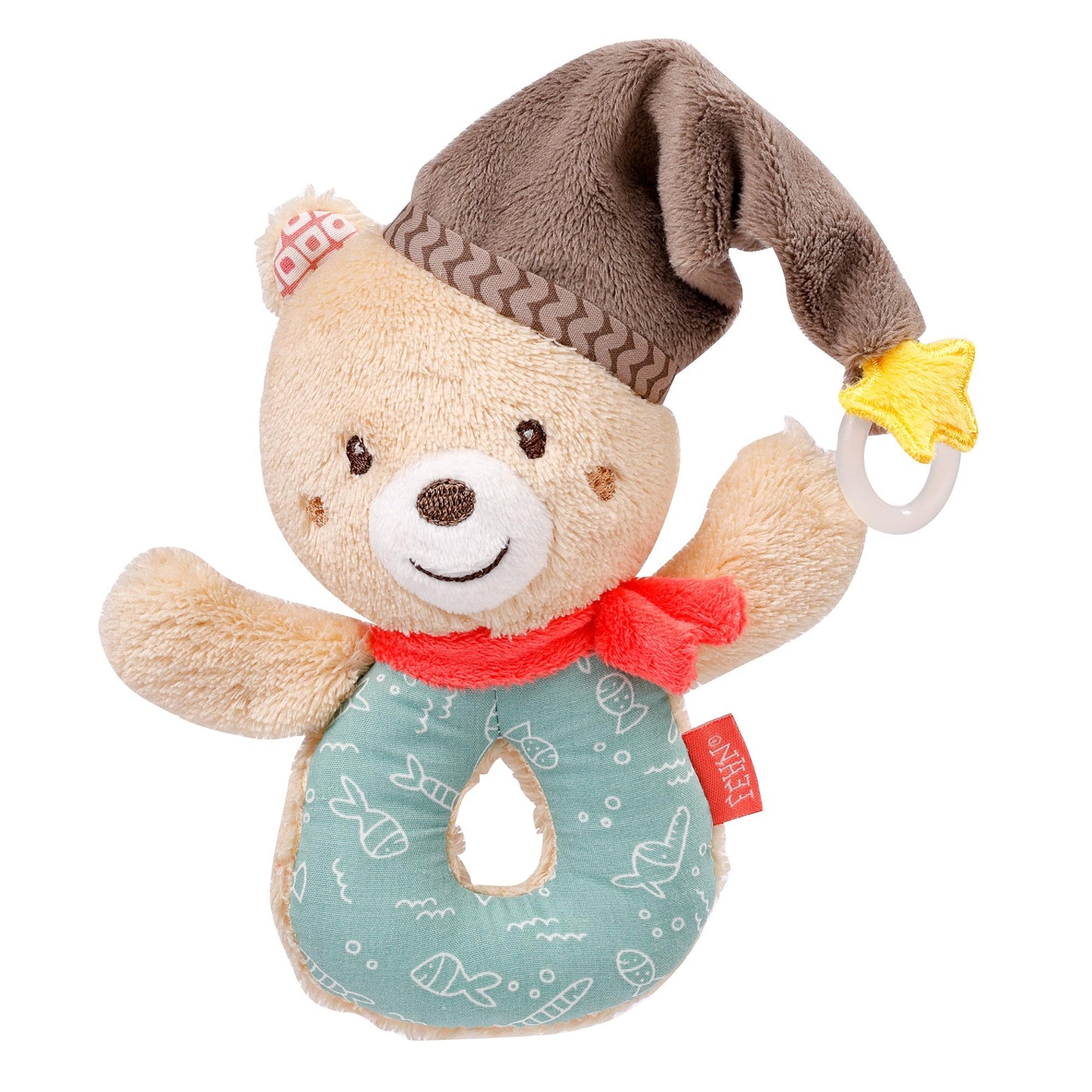 Fehn Baby Ring Greifling Lama - Kuscheltier Babyspielzeug mit Rassel - Motorikspielzeug für das spielerische Lernen - Plüschtier als Einschlafhilfe - Spielzeug für Babys & Kleinkinder ab 0+ Monaten