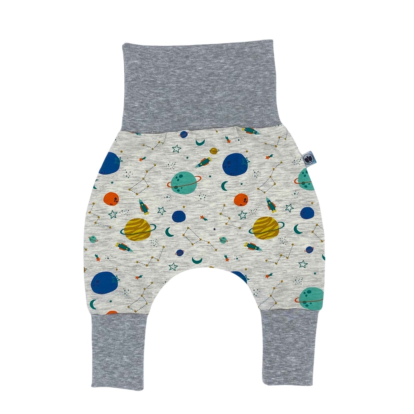 Growing Baby Baggy Trousers Made of Cotton Jersey - Handmade Growing Trousers Baby Trousers for Boys - Sizes 50-74 | 68-86 | 92-104 (Mini Rainbow Brown, 50-74)