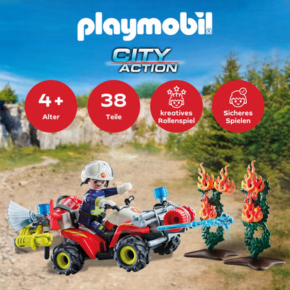 PLAYMOBIL Action Heroes 71464 Fire Boat with Aqua Scooter, Exciting Water Rescue, Includes Diving Goggles, Flippers and Life Jacket, Realistic Toy for Children from 4 Years
